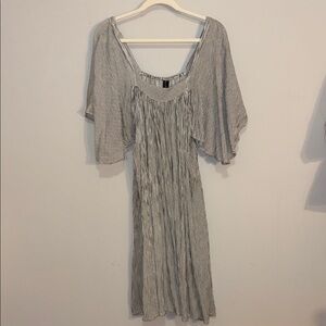 Sacred Threads Black and White Striped Midi Dress